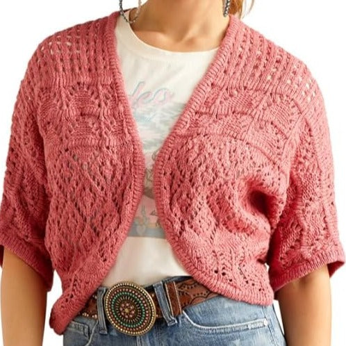 Ariat Women's Frannie Open Front Sweater in Slate Rose
