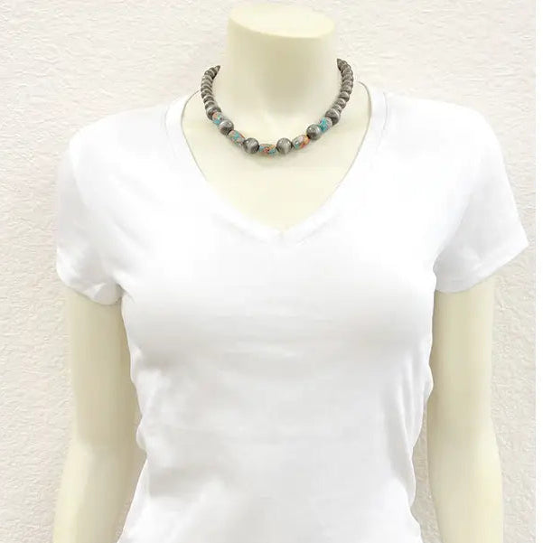 15"  Navajo Inspired Gemstone Beaded Necklace