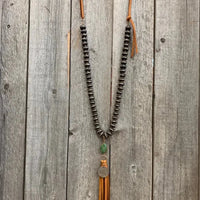 J Forks Hand Carved Wood & Leather Tassel Necklace