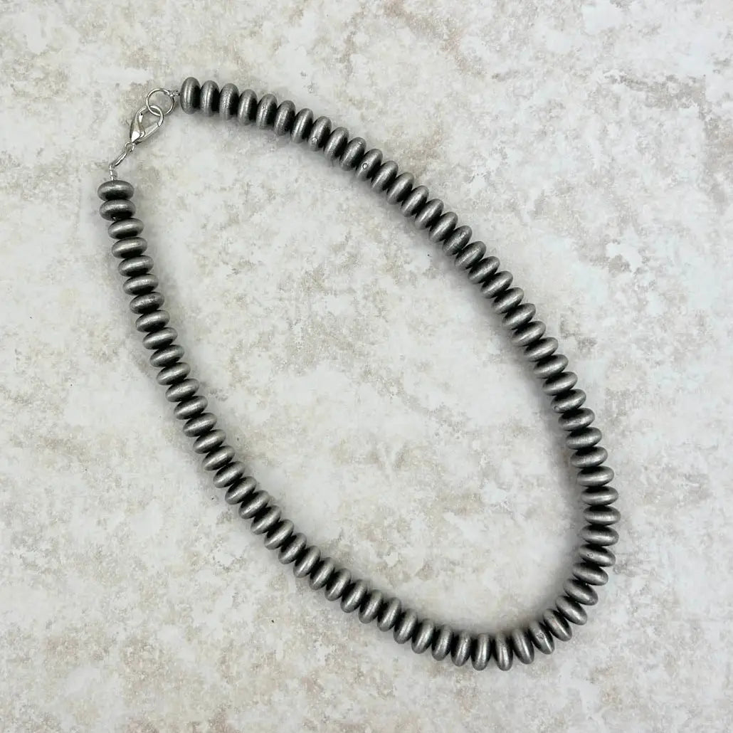 16" 10mm Navajo Inspired Rondelle Bead Necklace