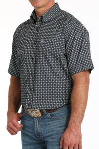 Cinch Men's S/S Arenaflex Geometric Western Button Down Shirt in Black & White