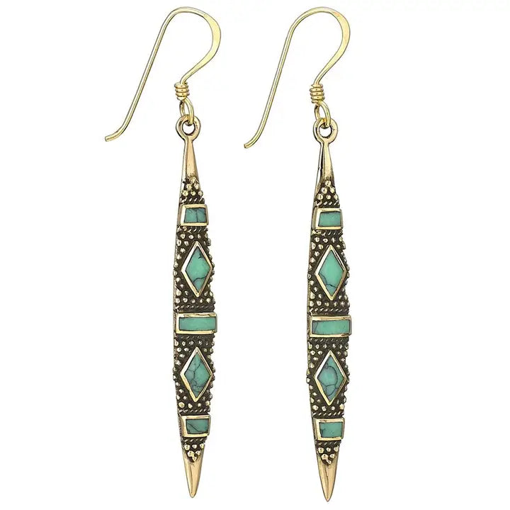 Meraki Turquoise Bronze Dangle Earrings