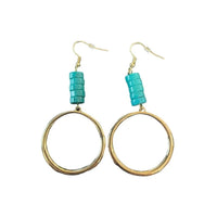 West & Co. Turquoise Beaded Gold Dangle Hoop Earrings