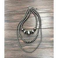 30" Three Strand Handmade Navajo Inspired Bead Necklace