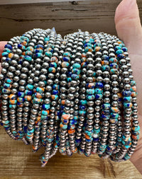 18" 5mm Sterling Silver Pearls with Lapis Mix Beads Necklace