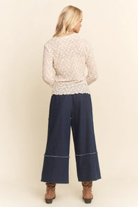 Women's L/S Sheer Floral Lace Mesh Top (3 Color Options) (Available in Plus Sizes)