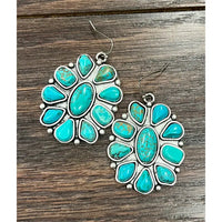 Navajo Inspired Turquoise and Silver Dangle Earrings