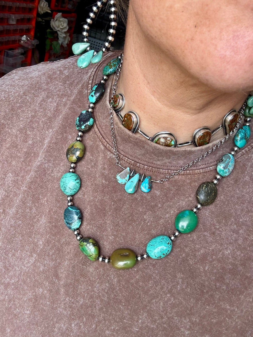 16" Blue Turquoise Chain Necklace