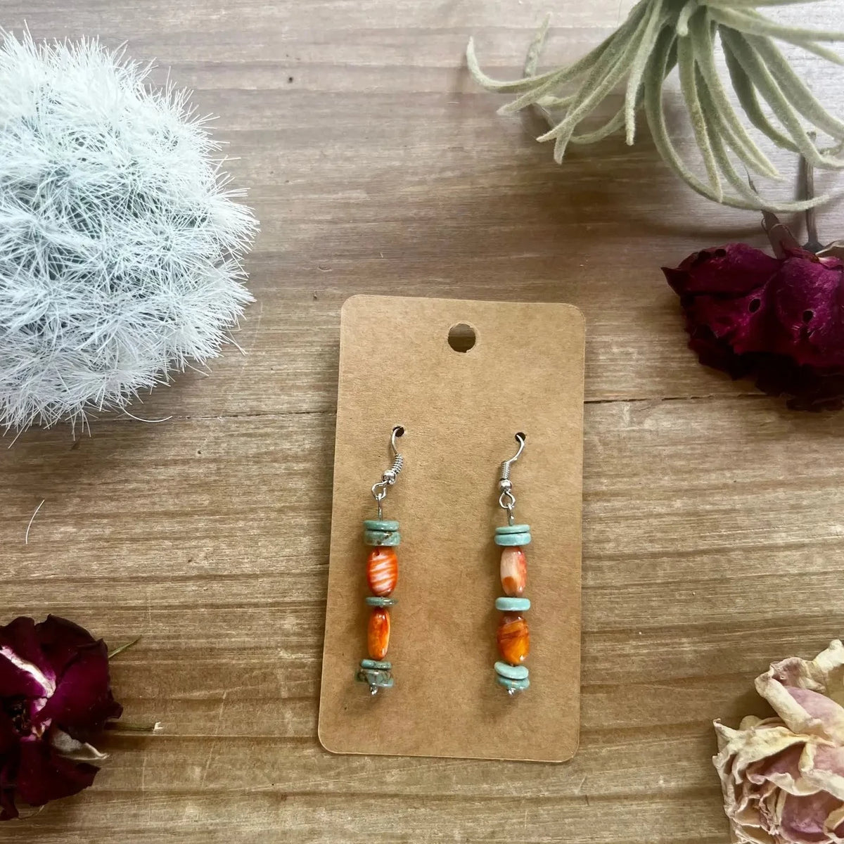 Orange And Green Spiny Oyster Earring
