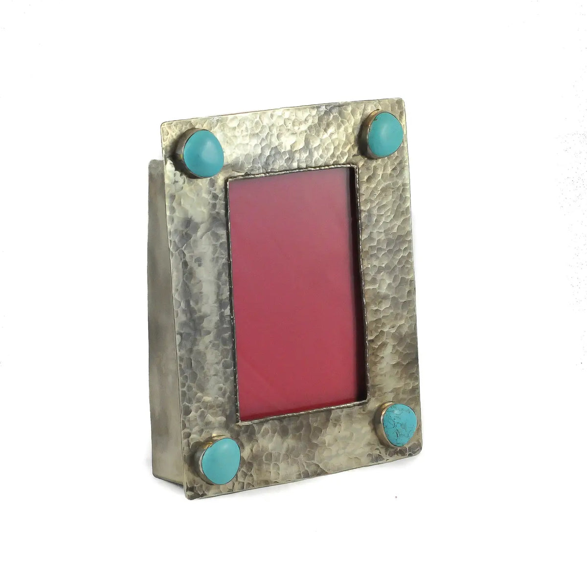 5X7 Dimpled Frame With Turquoise By J. Alexander Rustic Silver ...