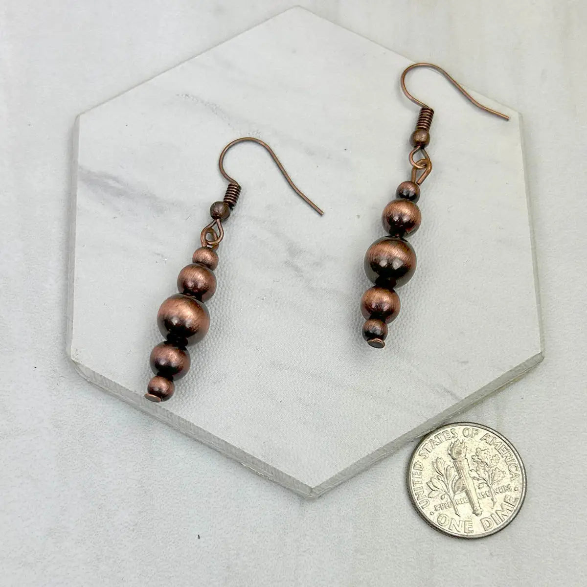 Antique Copper Graduated Navajo Inspired Pearl Earrings