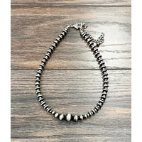 15" Silver Rondelle Navajo Inspired Bead Necklace