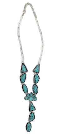 West & Co. Silver Multi-Shaped Turquoise Concho Lariat Necklace