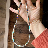 18" 5mm Sterling Silver Pearls with Lapis Mix Beads Necklace