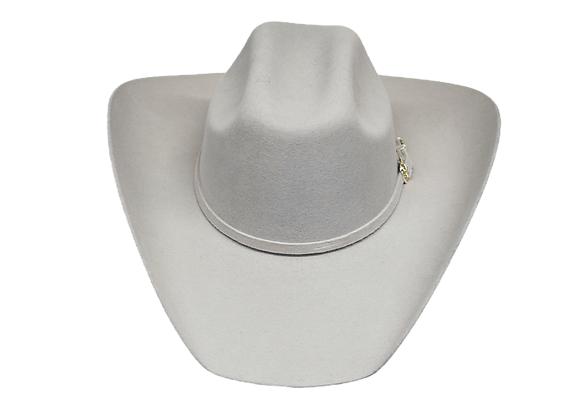 White Grey Wool Cowboy Hat – Western Felt Hat with Embroidered Cactus Band Flat Brim Western Hat - The Cactus – Agnoulita Hats main image 2