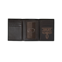Ariat Mexican Flag TriFold Black Leather Wallet