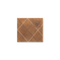 Ariat Men's Cross Stitch Patch Brown Bifold Leather Wallet