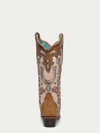 Corral Women's Horseshoe Overlay Embroidery Stud Boots in Honey