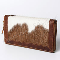 American Darling Leather and Hair on Hide Zipper Organizer
