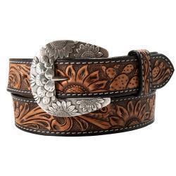 Angel Ranch Western Belt Women's Hand Tooled Sunflower Cactus