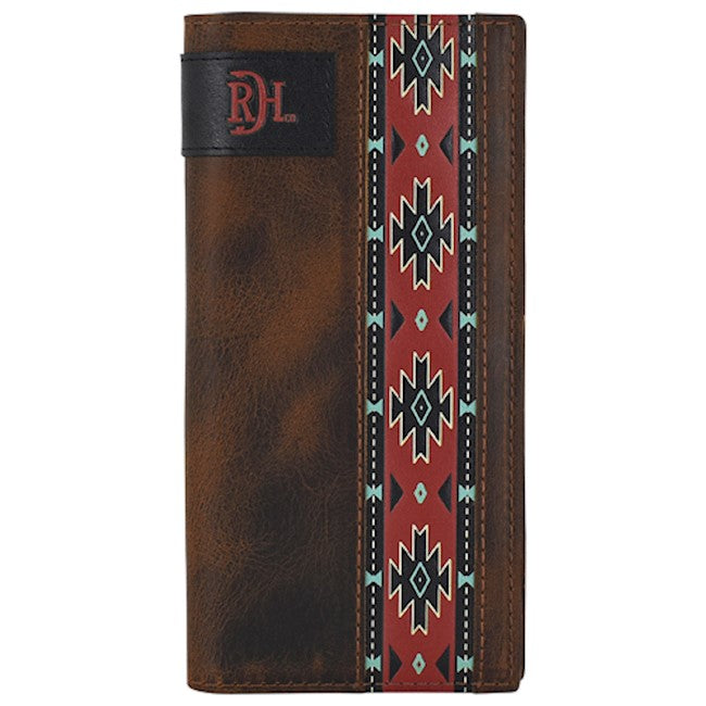 Red Dirt Hat Co. Red Southwestern Oiled Antique Brown Leather Rodeo Wallet