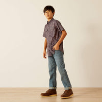 Ariat Boy's VentTek S/S Outbound Classic Fit Western Button Down Shirt in Nine Iron