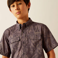 Ariat Boy's VentTek S/S Outbound Classic Fit Western Button Down Shirt in Nine Iron