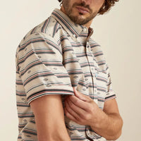 Ariat Men's S/S Southwest Stripe Gary Classic Fit Western Button Down Shirt in Cream