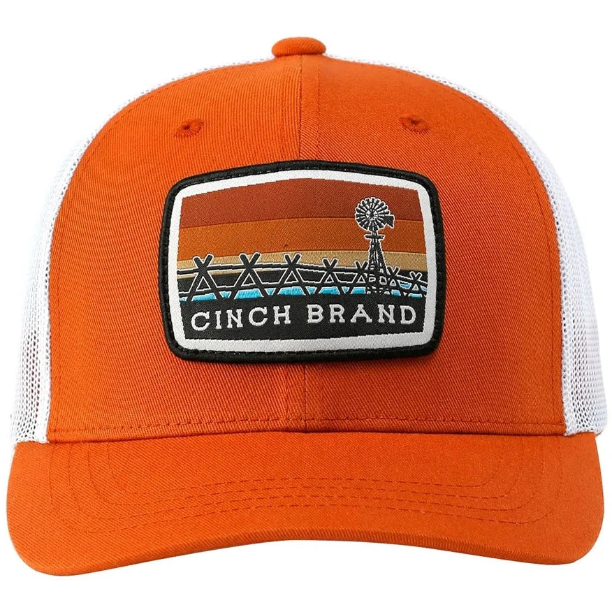 Burnt Branded Cinch Orange Cap Logo Wear Country Trucker – Flex Fit