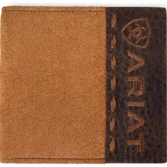 Ariat Men's Roughout Croco Tan Bifold Leather Wallet