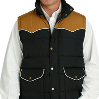 Cinch Men's Black and Tan Quilted Vest