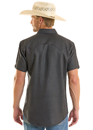 Rock & Roll Denim Men's S/S Solid Linen Snap Shirt in Black