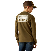 Ariat Boy's L/S Boarded LOTF Hex Graphic Logo T-Shirt in Military Heather