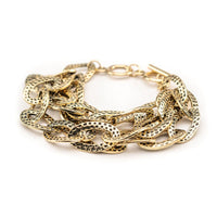 West & Co. Hammered Gold 3-Strand Large Chain Bracelet