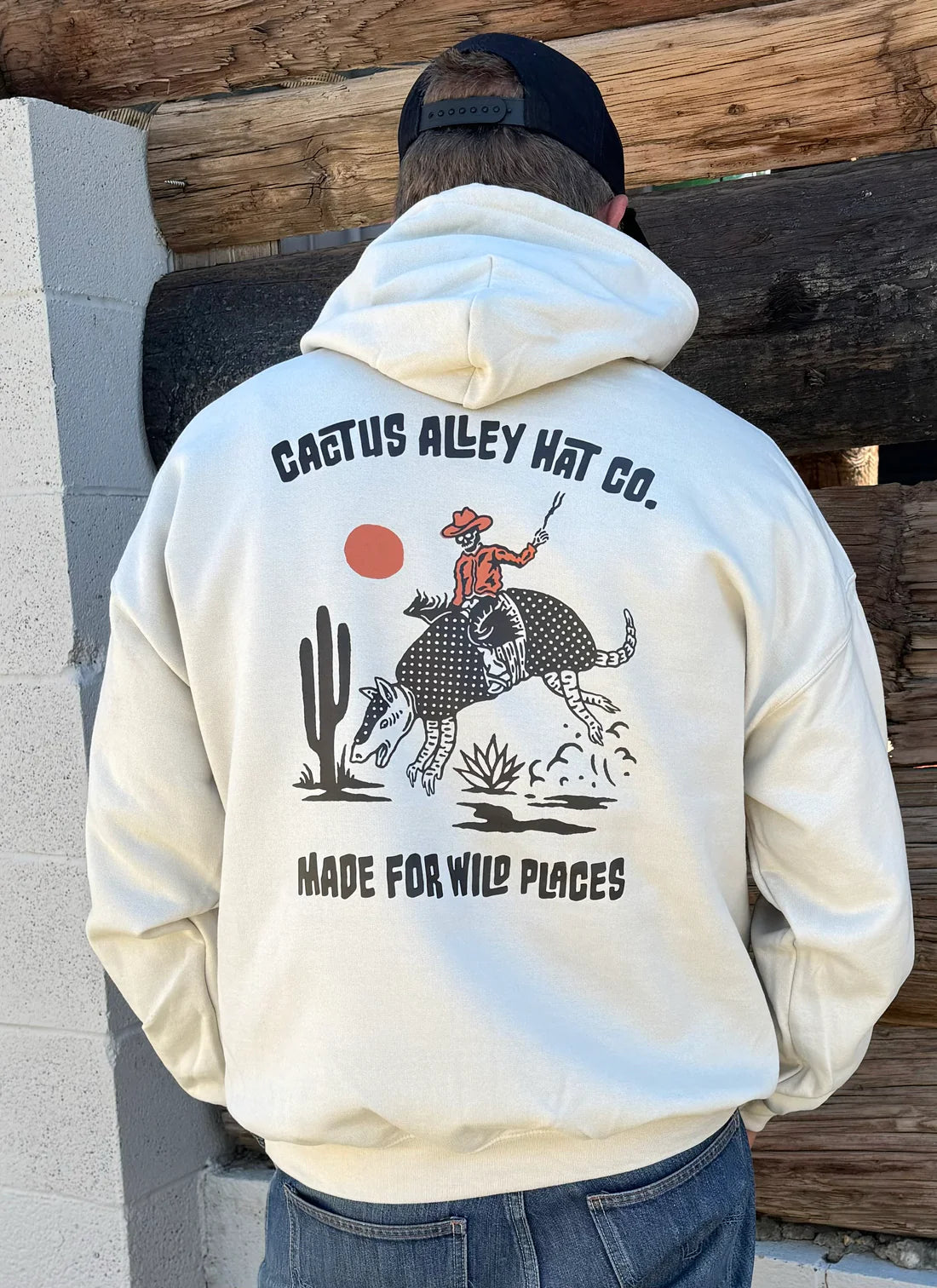 Cactus Alley Hat Co "Buckin Dillo" Pullover Hoodie in Sand