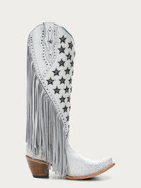 Corral Women's Patriotic White Fringe Western Boot