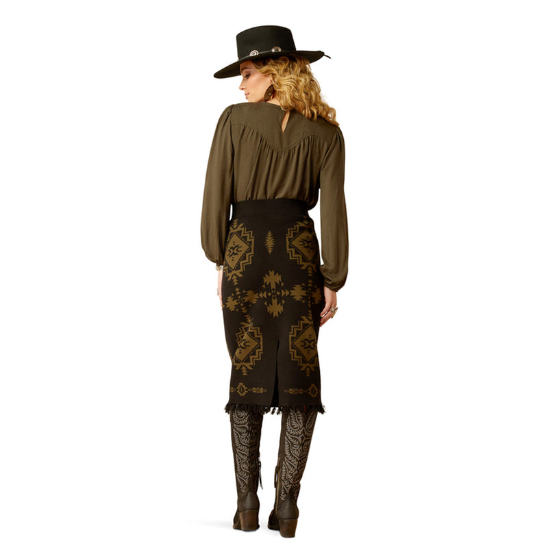 Ariat Women's Caldera Sweater Skirt in Black & Relic Aztec