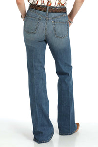 Cruel Women's Skylar High Rise Flare Jeans with Slit in Medium Stone Wash