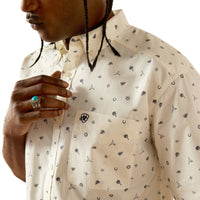 Ariat Men's S/S Colter Classic Fit Western Button Down Shirt in White