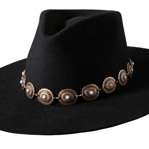 3D Belt Co. Copper Ivory Stone Concho Chain Hat Band