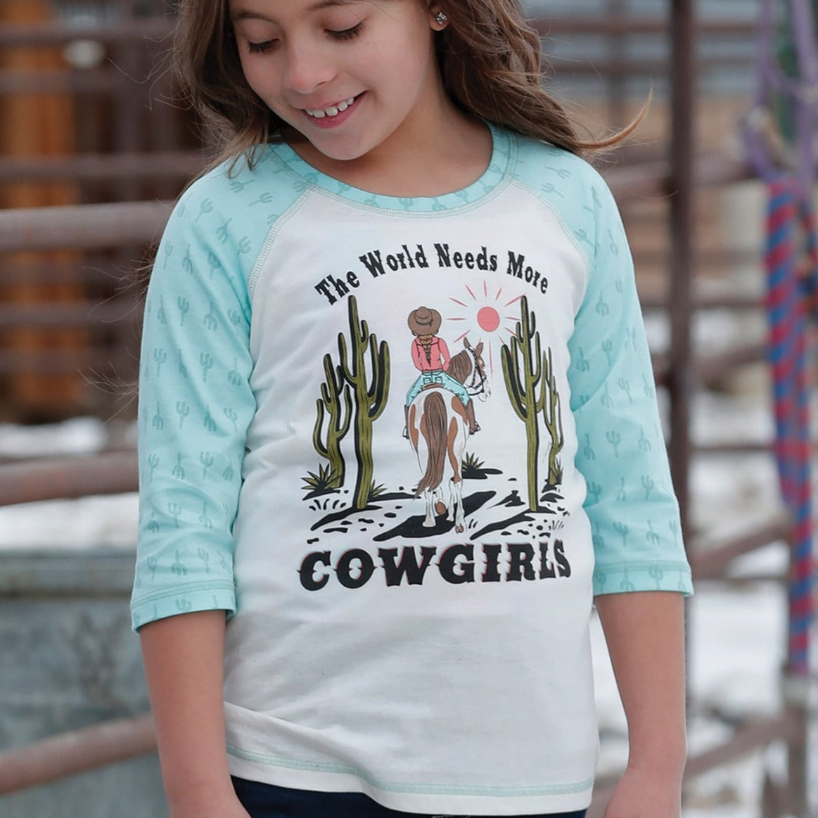 Cruel Girl's More Cowgirls 3/4 Sleeve Raglan T-Shirt