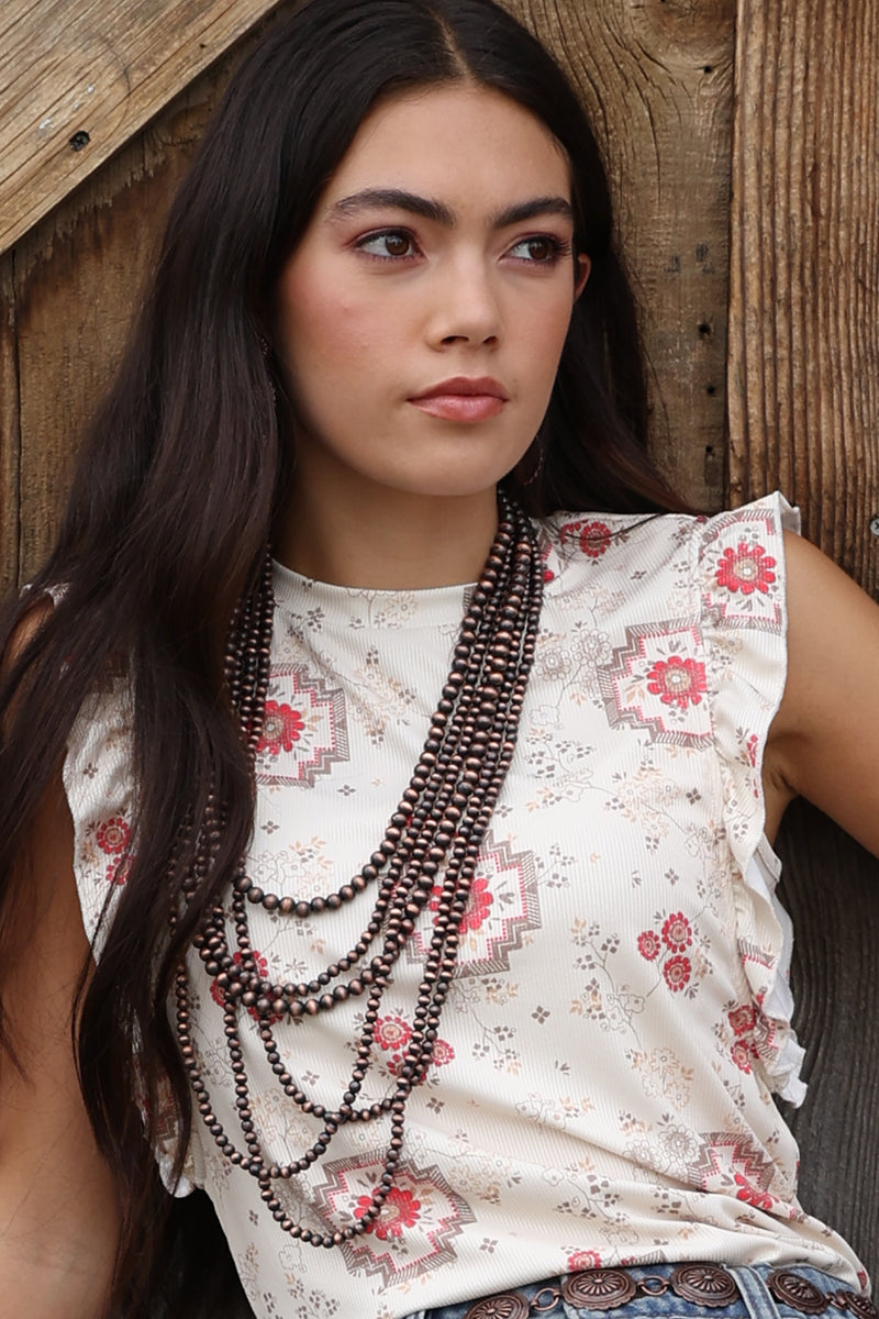 Cruel Women's Ruffled Sleeve Blouse in Cream Multi