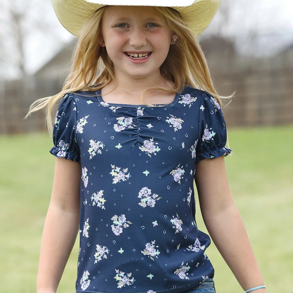Cruel Girl's Allover Floral Tee in Navy Floral