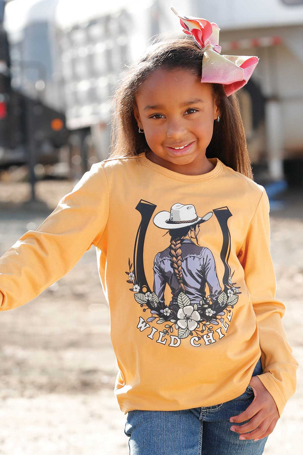 Cruel Girl's Youth L/S Wild Child Tee in Yellow