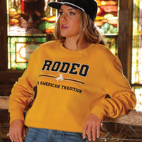 Cruel Women's Rodeo Embroidered Crewneck Sweatshirt in Yellow