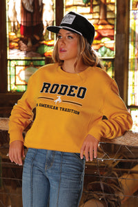 Cruel Women's Rodeo Embroidered Crewneck Sweatshirt in Yellow