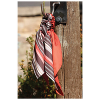 Cruel Women's Satin Wild Rag Scrunchy Combo in Solid Rust and Rust & Brown Stripe