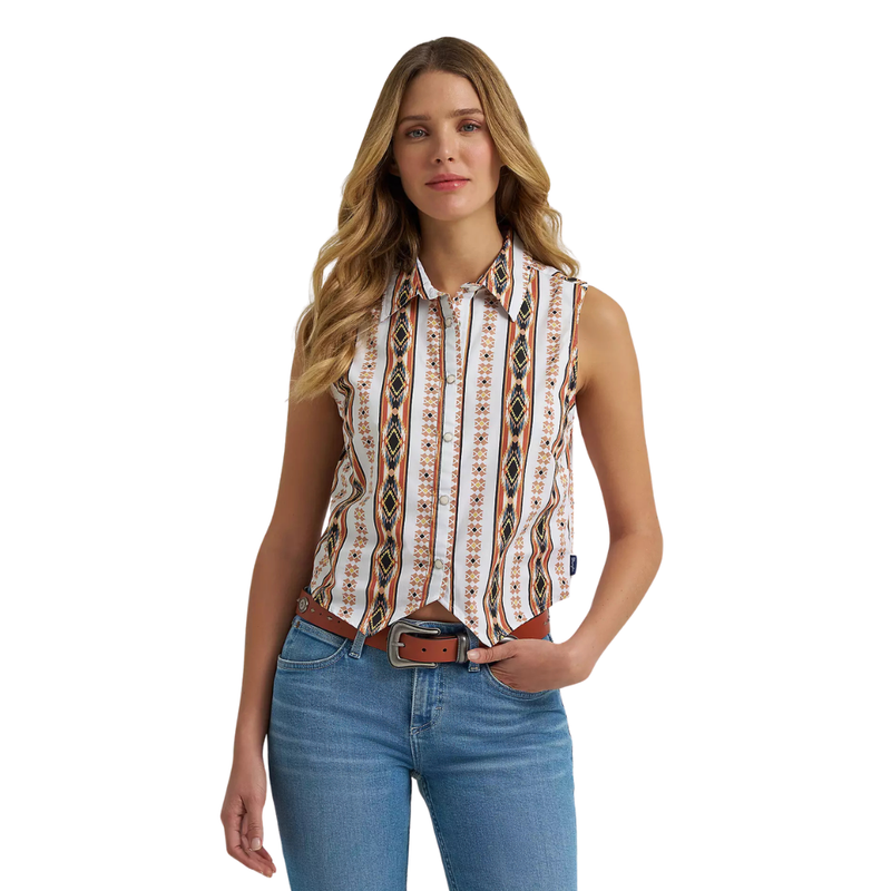 Wrangler Retro Women's Checotah® Print Shirt Vest in Cream