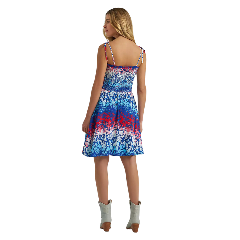 Wrangler Women's Tie Americana Smocked Dress in Blue