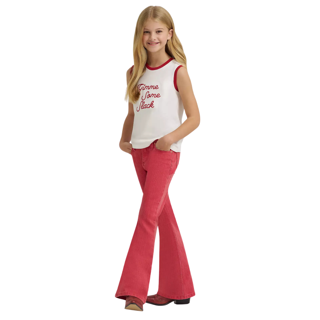 Wrangler x Lainey Wilson Girl's Flare Jean in Red